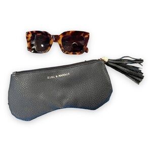 ZIGI & MARAiS, BLACK GLASS CASE. TRENDY, ANIMAL PRINT SUNGLASSES.